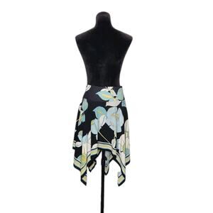 Trina Turk Silk Floral Handkerchief Assymetrical Skirt 34" No Size Tag Read